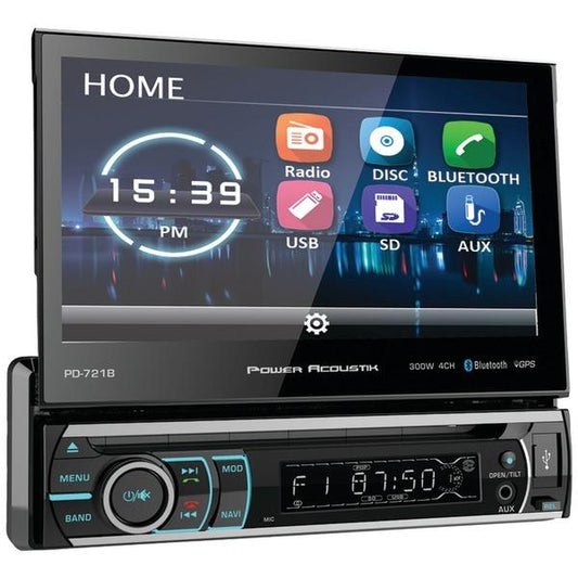 Power Acoustik PD-721B 7" Incite Single-DIN In-Dash Motorized LCD Touchscreen...